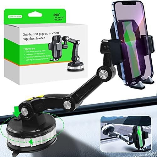 Car Phone Holder Mount Suction Cup Cell Phone Holder Stand, Universal Dashboard/Windshield/Window Phone Holder Strong Suction Cell Phone Car Mount (Green)