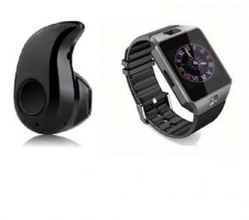 Combo Mini Wireless Bluetooth In-ear Earphone & DZ09 Smart Watch - Black
