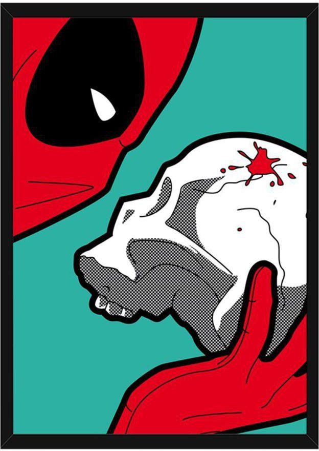 Spoil Your Wall Spiderman Super Hero Pop Art Wall Poster With Frame Green/Red/White 40x55cm
