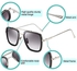 Sunglasses Square Metal Frame for Men Women Sunglasses Classic Downey Iron Man Tony Stark(Silver frame black gray mirror)
