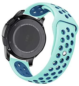 Strap Band Silicone Sport 22MM For Samsung galaxy watch 3 45mm /watch 46mm/Gear S3/Huawei watch GT2E/GT (42mm,46mm)/GT2 Pro/GT2 46MM/honor Magic Watch2 46mm/Amazfit GTR 47mm/GTR 2/2e (Turquoise&Blue)