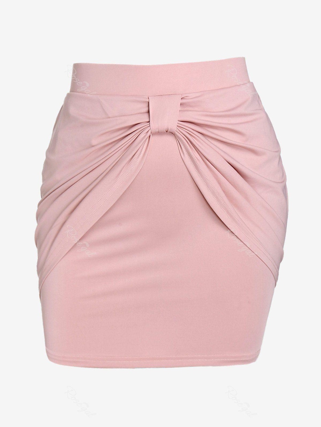 Plus Size Knot Cowl Front Bodycon Skirt - L