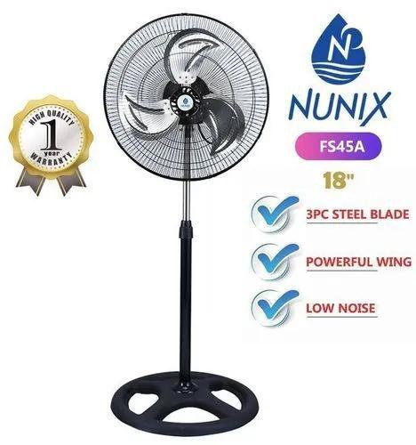 Nunix Top Quality Free Standing Fan With Steel Blade 18"provide cool air at all times in any direction‎.‎ Powered by a powerful  motor‎,‎ it is sure to cool the whole room 