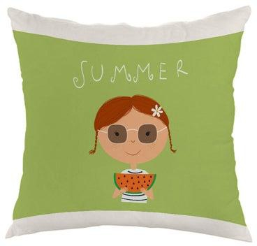 Summer Printed Cushion Cover Green/White 40 x 40centimeter