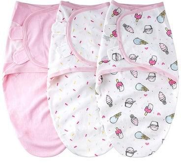 3-Piece Soft Cotton Infant Sleeping Baby Swaddle Wrap S4