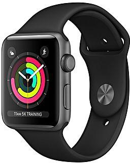 Apple Watch Series 3 - GPS - Space Gray Aluminum Case with Black Sport Band - 42mm + Leather Brown Strap + TPU Cover Black