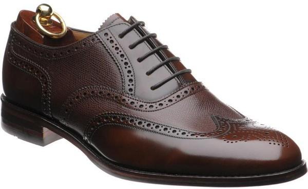 LOAKE Lowick Oxford Brogue shoe - Dark Brown Polished and rain