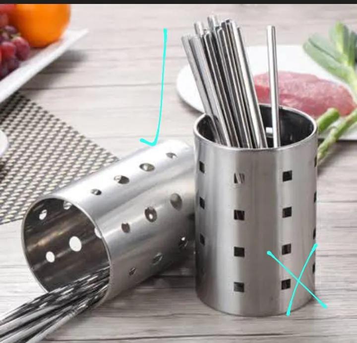 Stainless steel kitchen Cutlery rack round silver with round holes