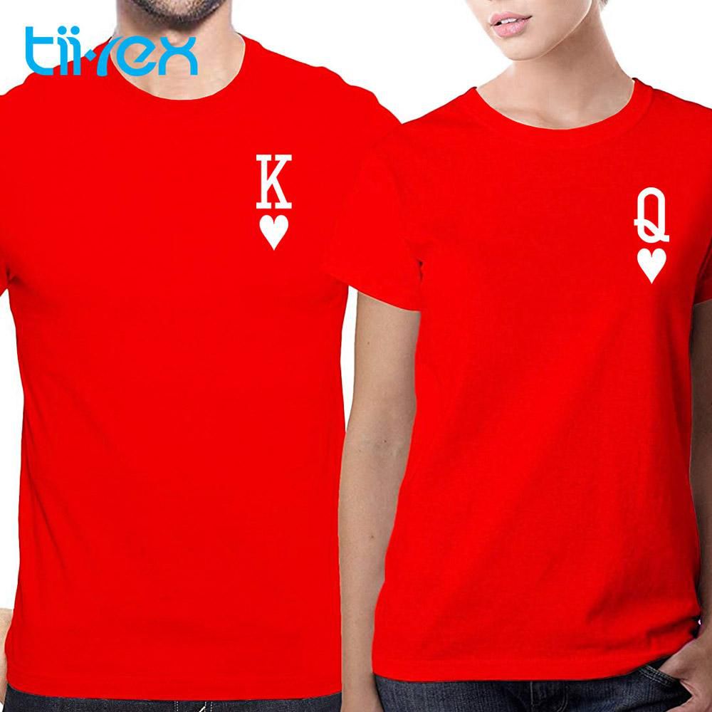 Tii Rex Cotton T-Shirt Valentine's Couple K Q King and Queen - 5 Sizes
