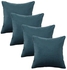 4-Piece Solid Pattern Decorative Pillow Velvet Bondi Blue 40 x 40centimeter