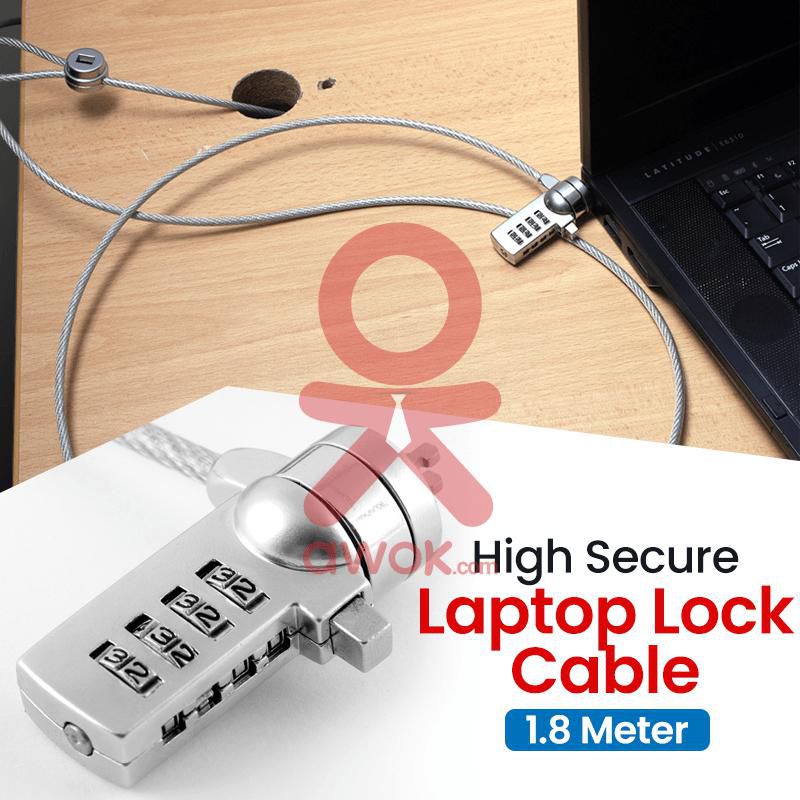 Omega Universal Design 1.8 Meter High Secure  Laptop Lock Cable, 654105