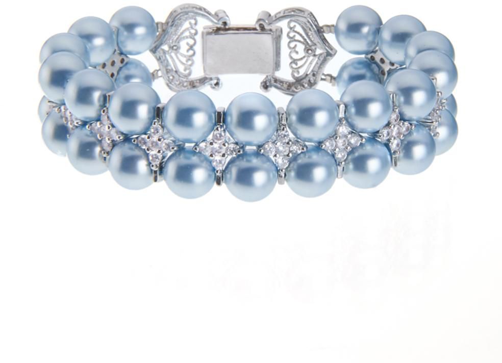 Angie Jewels &amp; Co. Crossly Light Blue Swarovski Crystal Pearl Bracelet