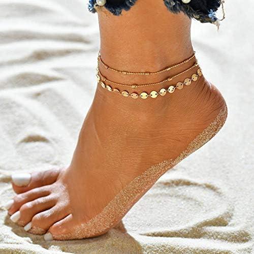 NIUBKLAS Bracelet anklet Multilayer Butterfly Ankle Bracelet Women's Bohemian Simple Jacket Gold Ankle Foot Cover Walk-50189