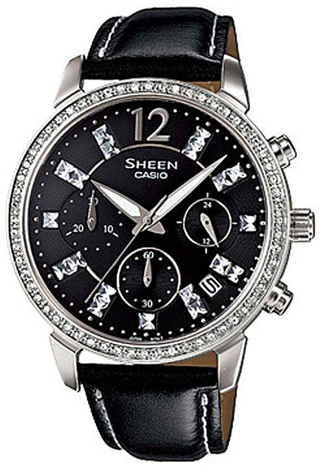 Casio SHE-5025BL-1ADR Leather Watch - Black