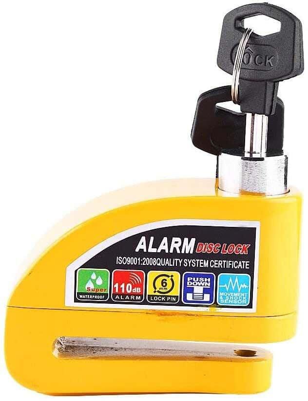 Get Motorcycle Disc Lock Anti-Theft Alarm With Alarm - Yellow with best offers | Raneen.com