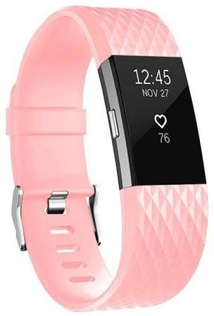 Diamond Pattern Adjustable Sport Wrist Strap For Fitbit Charge 2 Pink