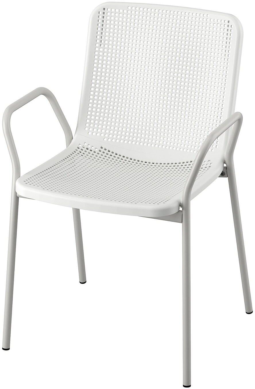 TORPARÖ كرسي ذو مسند ذراعين، داخلي/خارجي - أبيض/رمادي