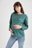 Defacto Woman - Regular Fit Maternity Wear Knitted Tops Long Sleeve - Green