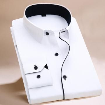 New Fashion Color Contrasted Men Dress Shirts white XL