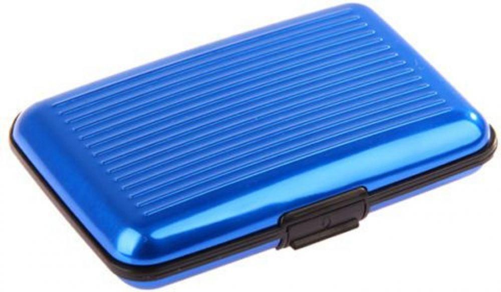 BLUE Pocket Waterproof Business ID Credit Card Wallet Holder Aluminum Metal Case Box