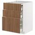 METOD / MAXIMERA خزانة قاعدة مع سطح عمل/٣ أدراج, أبيض Enköping/بني شكل خشب الجوز, ‎60x60 سم‏ - IKEA