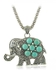 Generic Stone Shaped Elephant Necklace - Light Blue & Silver