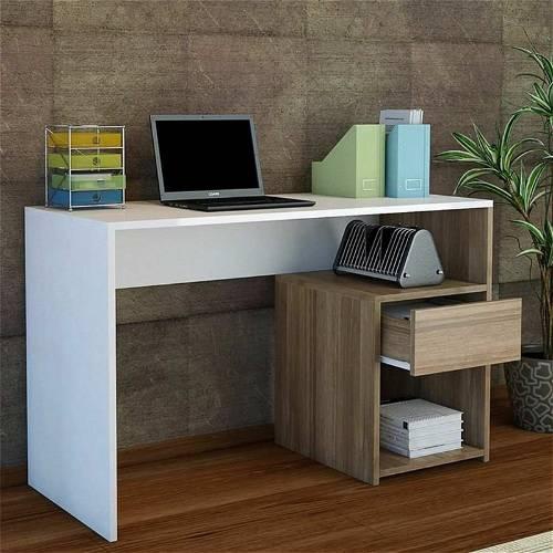 Desk, 120 cm, White / brown - KM-EG86-136