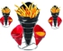 French Fries Holder with 2 Cone Dips - Black and Red