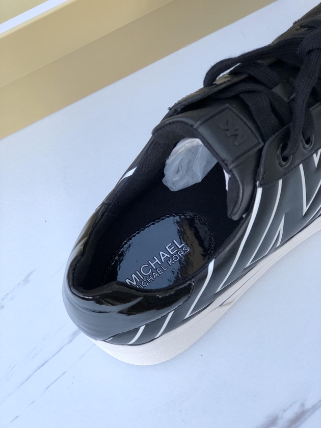 Michael Kors Ashlyn embossed logo platform sneakers - 6 Sizes (Black - White)