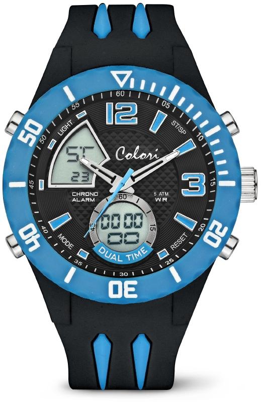 Colori Blue/Black Dial Blue/Black Silicone Strap Watch Cool Fusion Collection - 5-CLD035