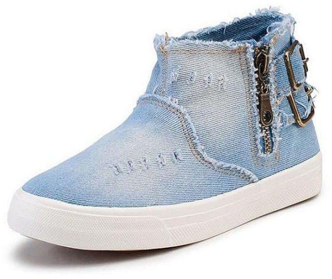 High Top Sneakers With Buckles - 20 Sizes (Blue)