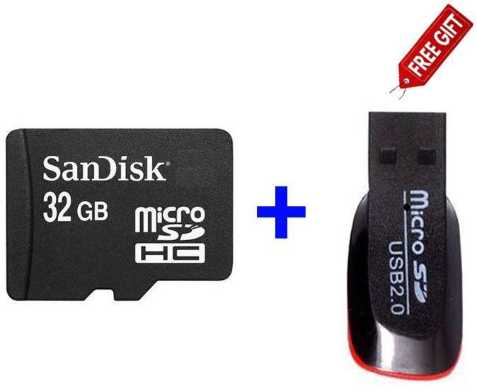 Sandisk 32GB, Micro SD, Memory Card + FREE Card Reader