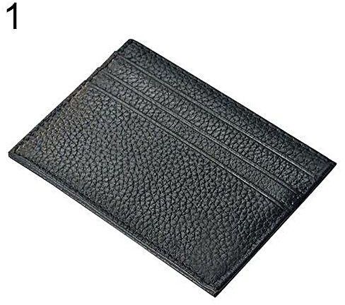 Sanwood Men's Slim Credit Card Holder Faux Leather Wallet Coin Pocket Money Bag Purse-Black