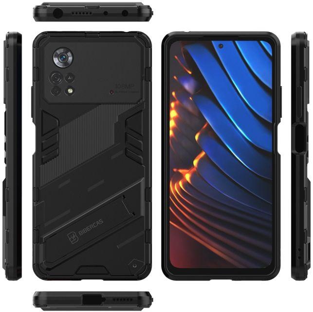 For Xiaomi Poco X4 Pro 5G , Shockproof Panda Pattern Phone Case Cover With Kickstand - Black
