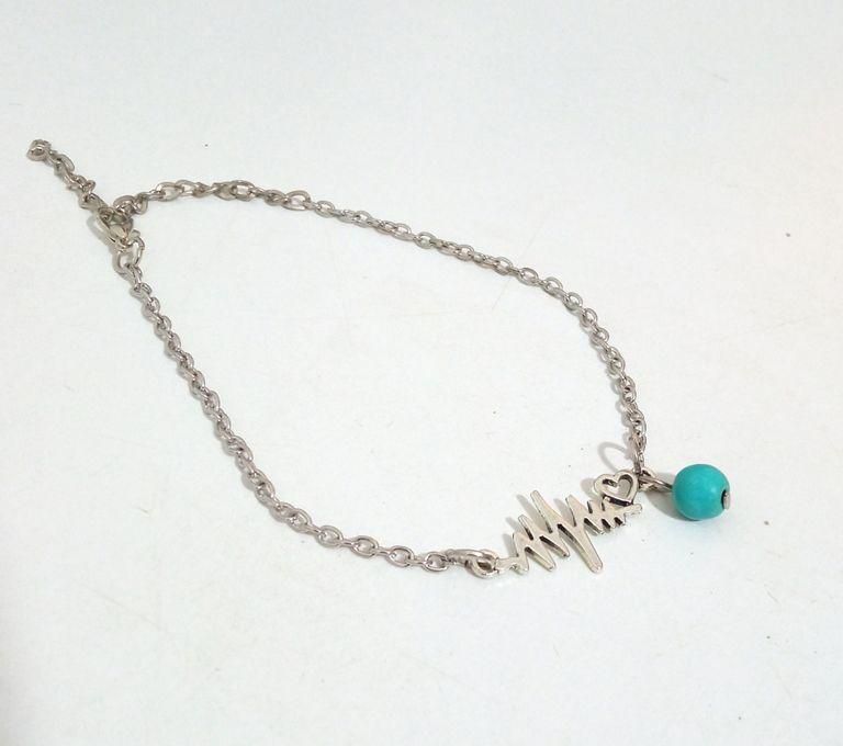 Anklet Hand Made Of Women's Color Silver (Heart Beat)