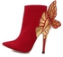 3D Butterfly Golden Wings Red Velvet High Heels Martin Women Boot shoes Size EU 38