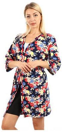 Women Flory Robe With Belt Multicolour
