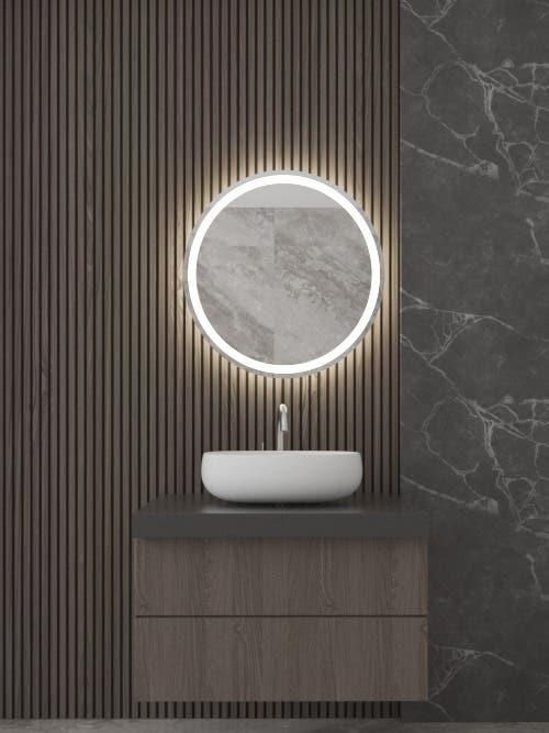 Get Glass Round LED Bathroom Mirror,60x60x2 cm - Silver with best offers | Raneen.com