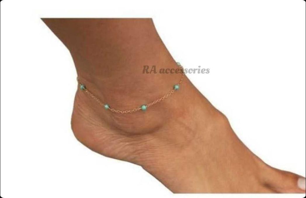 RA accessories Women Anklet With Chain With Turquoise