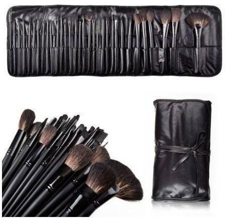Smart Real Black Color 32 PCS Makeup Brush Set Cosmetic Brushes Make up Kit Pouch Bag