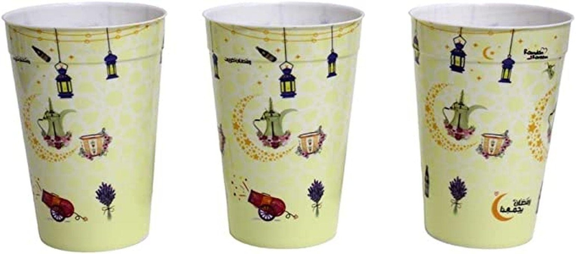 Set Of 3 Plastic Cups Assorted Shapes And Colors