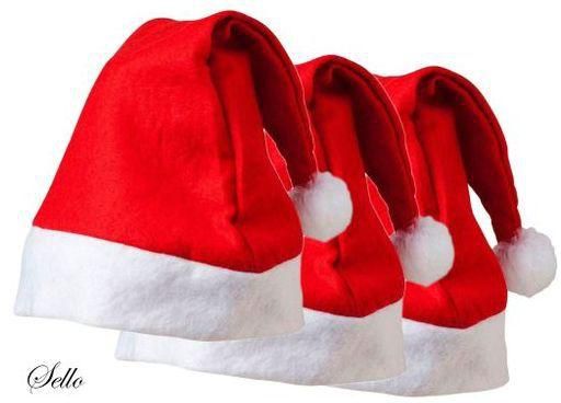 Set Of 3 Christmas Red Hats - (Red)