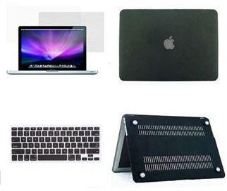 3 in 1 Matte Cyrstal Plastic Hard Case, Silicon Keyboard US Layout and Screen Guard for MacBook Pro  13 Inch - Black