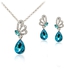 Mysmar White Gold Plated Flying Butterfly Light Blue Crystal Jewelry Set [MYMM405]