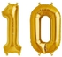 Number 10 Birthday Ballons - Gold