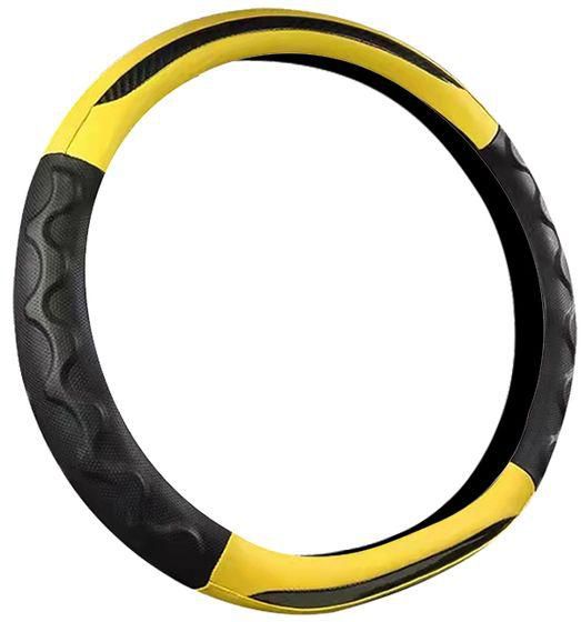 Leather Car Steering Wheel Cover – CW10 – Black & Yellow