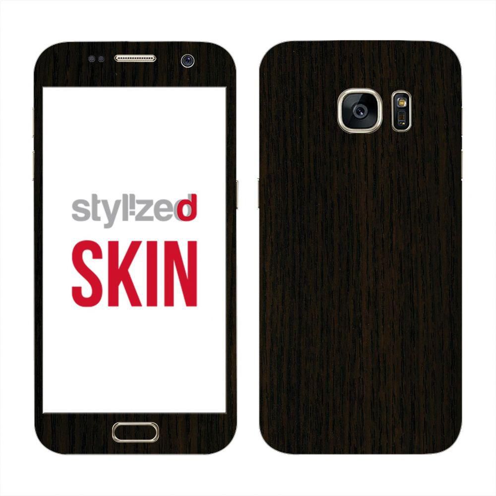 Stylizedd Premium Vinyl Skin Decal Body Wrap For Samsung Galaxy S7 - Wood Dark Tamo