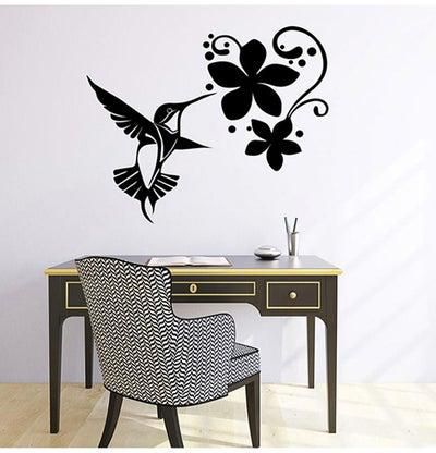 Bird With Flower Wall Decoration Sticker Black