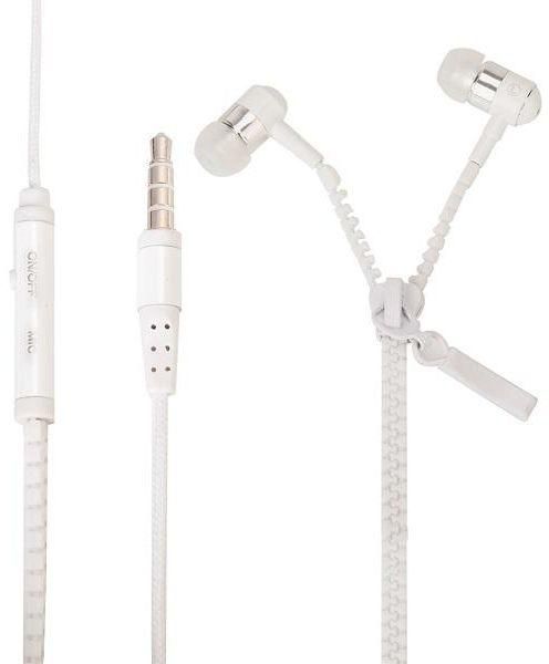 In-Ear Headphone Headset Mic Earphones by Zipper, White