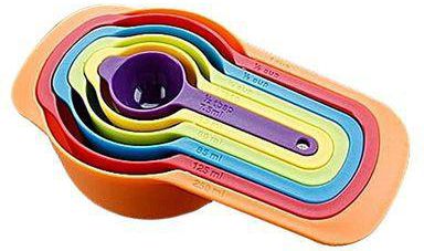 Generic Measuring Cup & Spoon Set - Stackable Colorful Plastic for Kitchen Baking tools (6pcs Random Color)